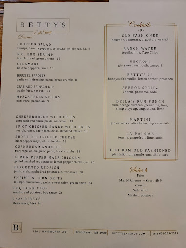 Menu Bettys Eat Shop - 0