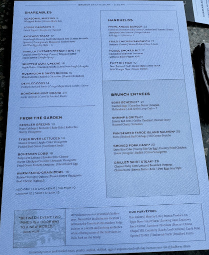 Menu Between The Trees - 1