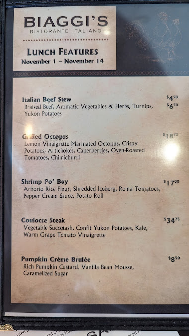 Menu Biaggis Ristorante Italiano - 4