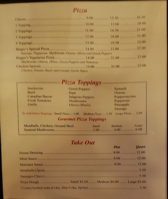 Menu Biagios Italian Restaurant - 2