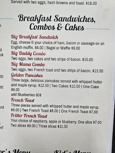 Menu Big Daddys Burgers Shakes - 7