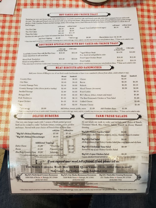 Menu Big Ed's City Market Restaurant - 2