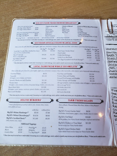 Menu Big Ed's Garner Restaurant - 6