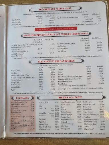 Menu Big Ed's Garner Restaurant - 7