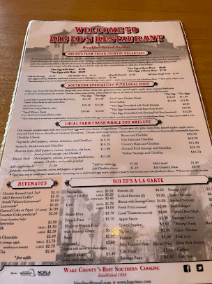 Menu Big Ed's Garner Restaurant - 9
