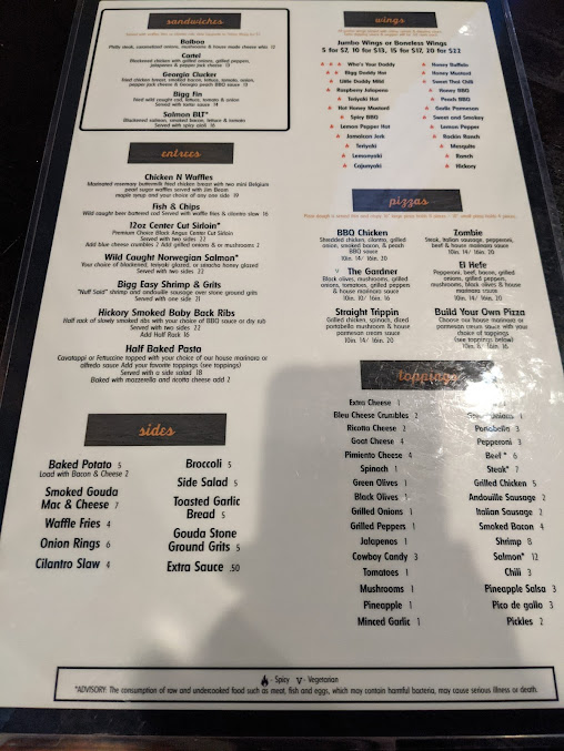 Menu Bigg Daddys Restaurant Tavern - 2