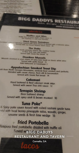 Menu Bigg Daddys Restaurant Tavern - 7