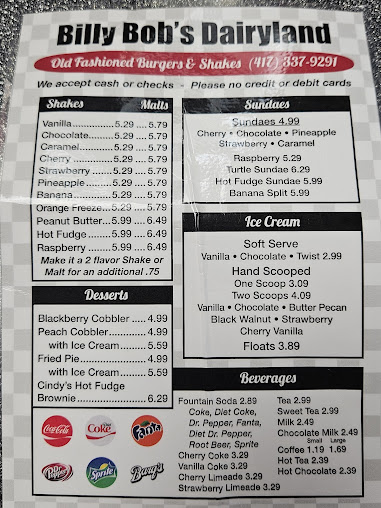 Menu Billy Bobs Dairy Land - 4