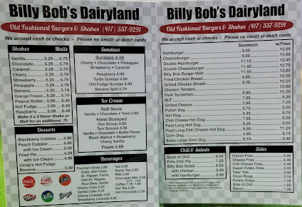Menu Billy Bobs Dairy Land - 6