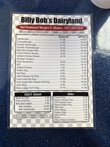 Menu Billy Bobs Dairy Land - 7