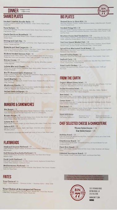 Menu Bin 77 Bistro Sidebar - 2