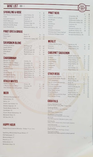 Menu Bin 77 Bistro Sidebar - 3