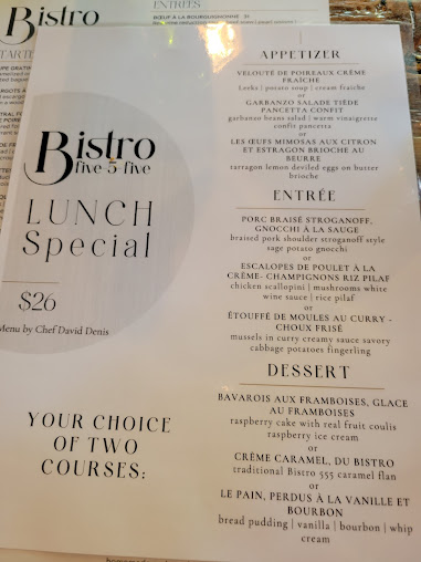 Menu Bistro 555 - 1