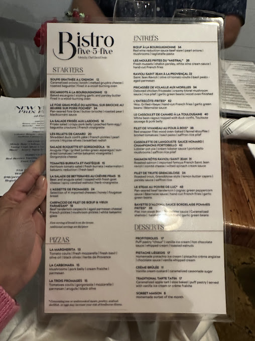 Menu Bistro 555 - 5