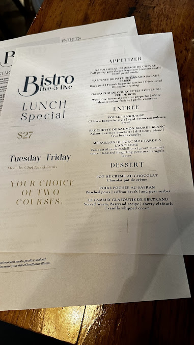 Menu Bistro 555 - 7