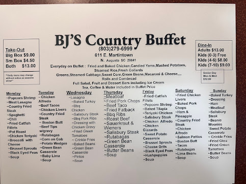 Menu Bj Country Buffet - 0