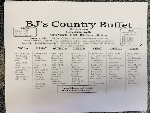 Menu Bj Country Buffet - 2