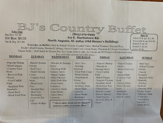 Menu Bj Country Buffet - 3