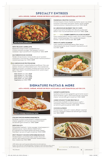 Menu Bj's Restaurant & Brewhouse - 1