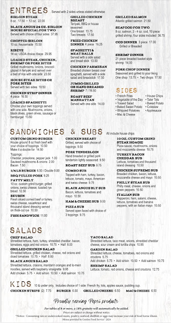 Menu Black Angus On Main Bar Grill - 0