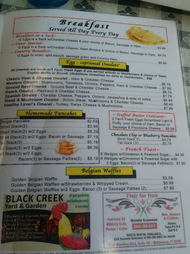 Menu Black Creek Cafe - 0