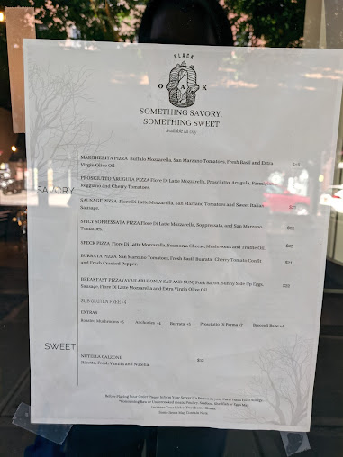 Menu Black Oak On Fifth - 0
