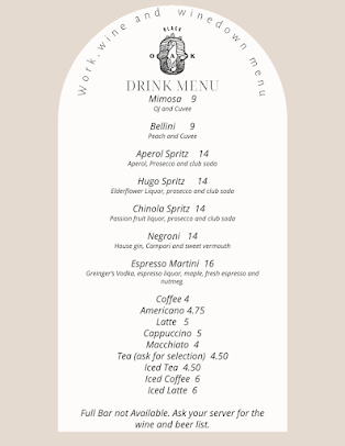 Menu Black Oak On Fifth - 1