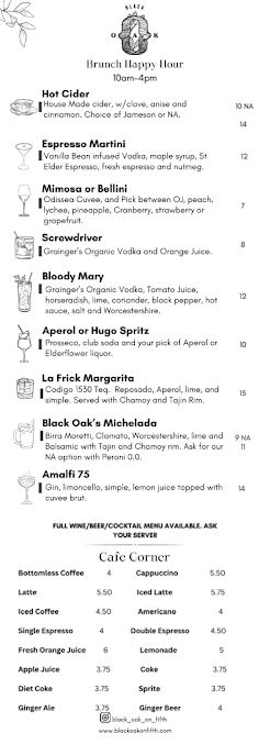 Menu Black Oak On Fifth - 3