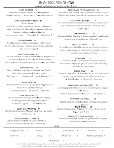 Menu Black Oak On Fifth - 4