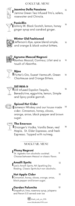 Menu Black Oak On Fifth - 5