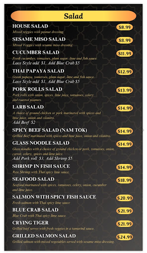 Menu Black Thai Authentic Cuisine - 1