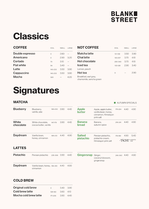 Menu Blank Street Coffee - 0