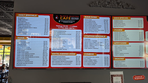 Menu Blockbuster Cafe Bakery Indian Pure Vegetarian - 9