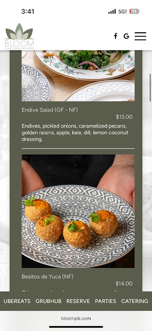 Menu Bloom Plant Based Kitchen - 1