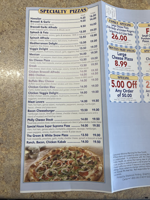 Menu Blue House Family Pizza Salem - 0