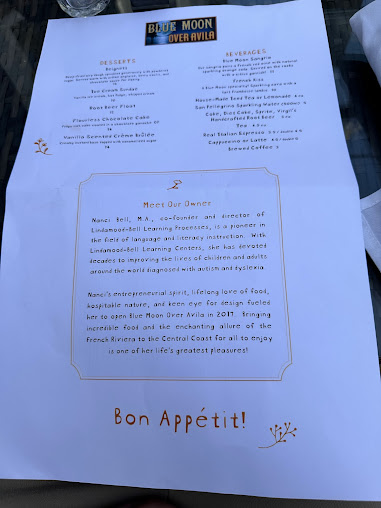 Menu Blue Moon Over Avila - 0