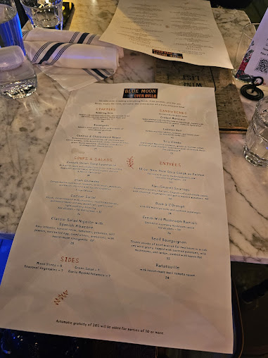 Menu Blue Moon Over Avila - 2