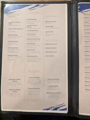 Menu Boathouse Restaurant - 0