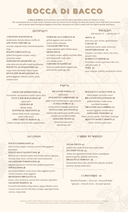 Menu Bocca Di Bacco Theater District - 1