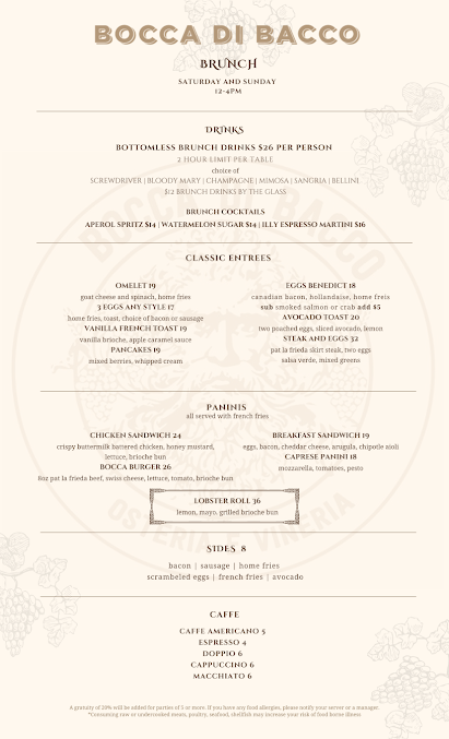 Menu Bocca Di Bacco Theater District - 2