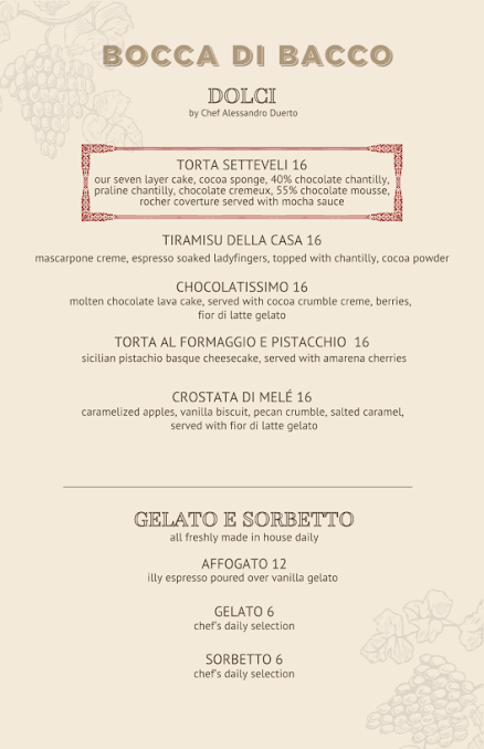 Menu Bocca Di Bacco Theater District - 5
