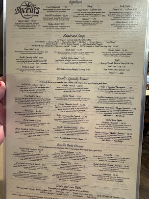 Menu Bocellis Italian Eatery - 1