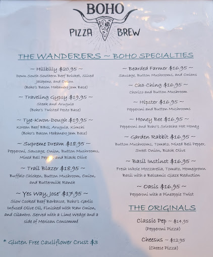 Menu Boho Pizza And Brew - 0