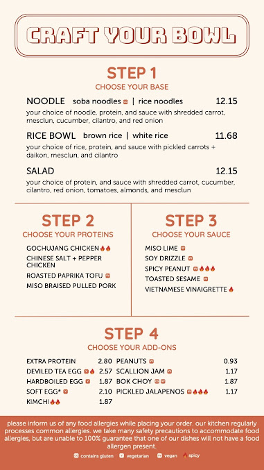Menu Bon Me Fort Point - 1