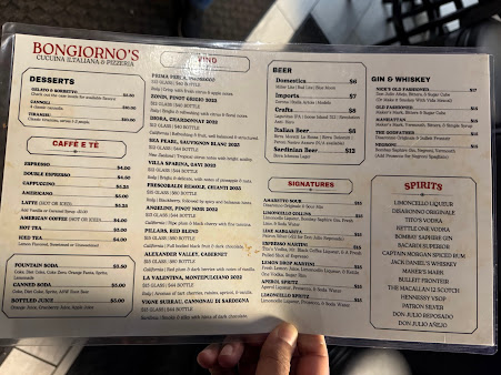 Menu Bongiornos Cucina Italiana Pizzeria - 0