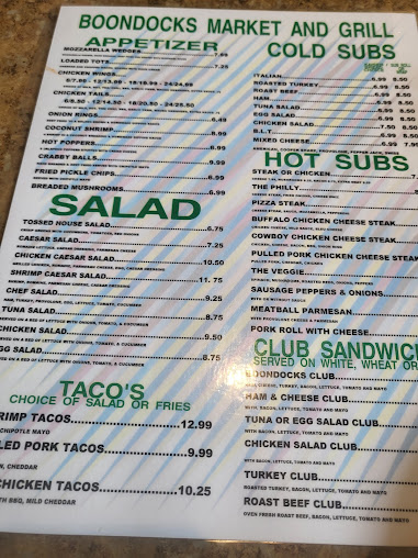 Menu Boondocks Market And Grill - 0