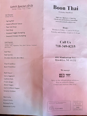 Menu Boonthai Brooklyn - 2