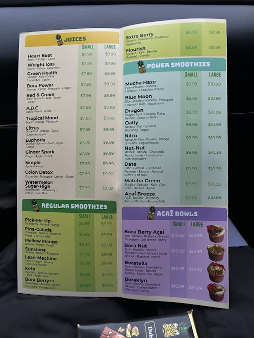 Menu Bora Bora Smoothie Cafe Latham Albany - 1