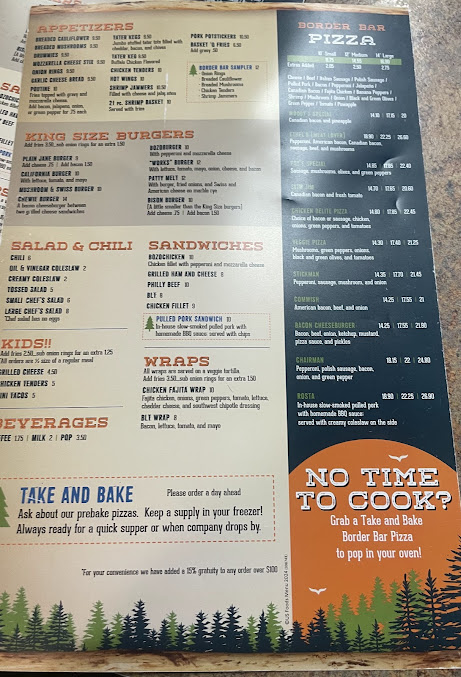 Menu Border Bar Pizza Parlor - 1