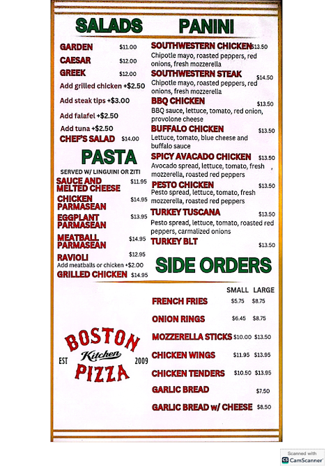 Menu Boston Kitchen Pizza - 3